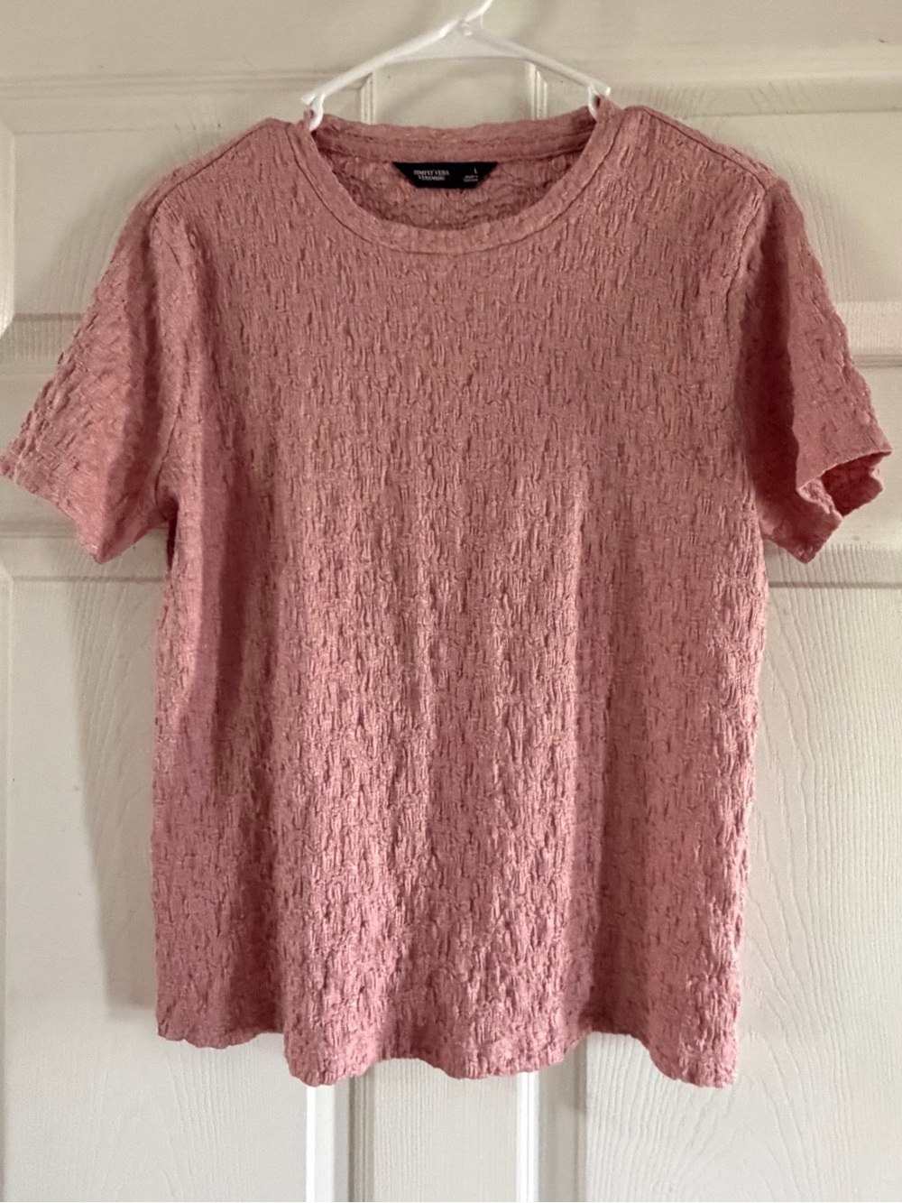 Simply Vera Vera Wang Textured Dusty Rose Short Sleeve Tee